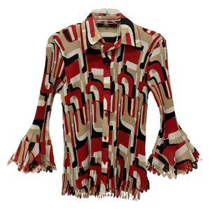 Essentials by Milano Shirt Womens S Multicolor Print Accordian Top